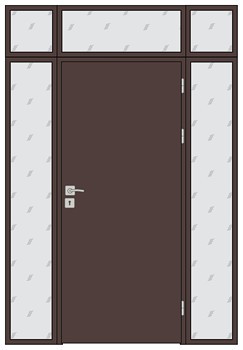 Drzwi jednoskrzydłowe z naświetlami bocznymi, narożnymi i górnym