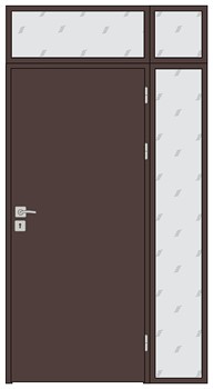 Drzwi jednoskrzydłowe z naświetlem bocznym, górnym i narożnym